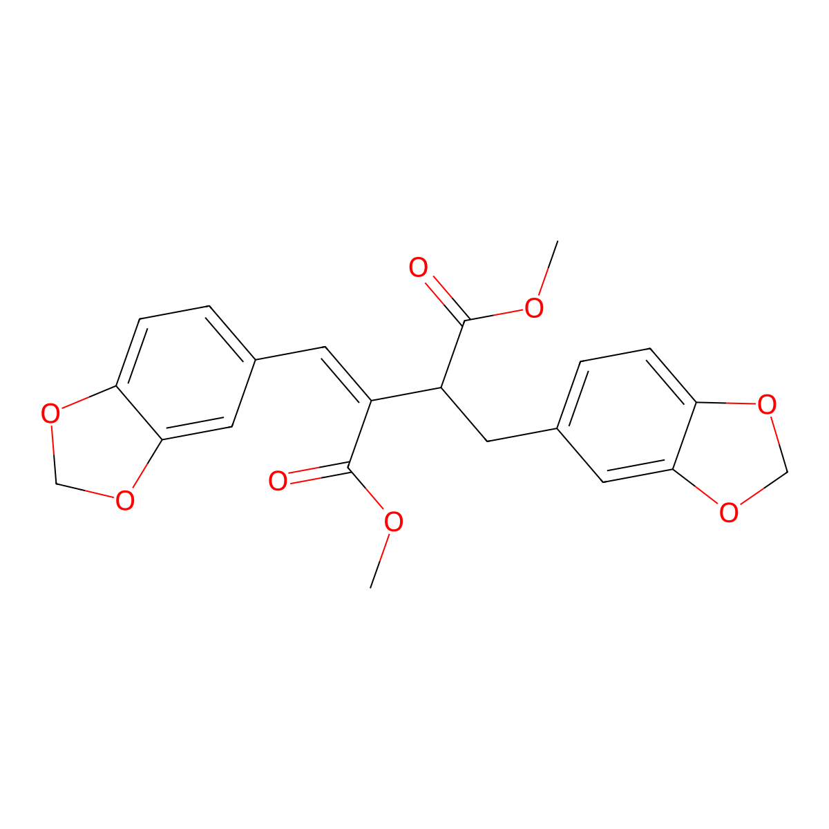 Butanedioic acid, (1,3-benzodioxol-5-ylmethyl)(1,3-benzodioxol-5-ylmethylene)-, dimethyl ester, (E)- molecular structure, CAS 103001-05-4