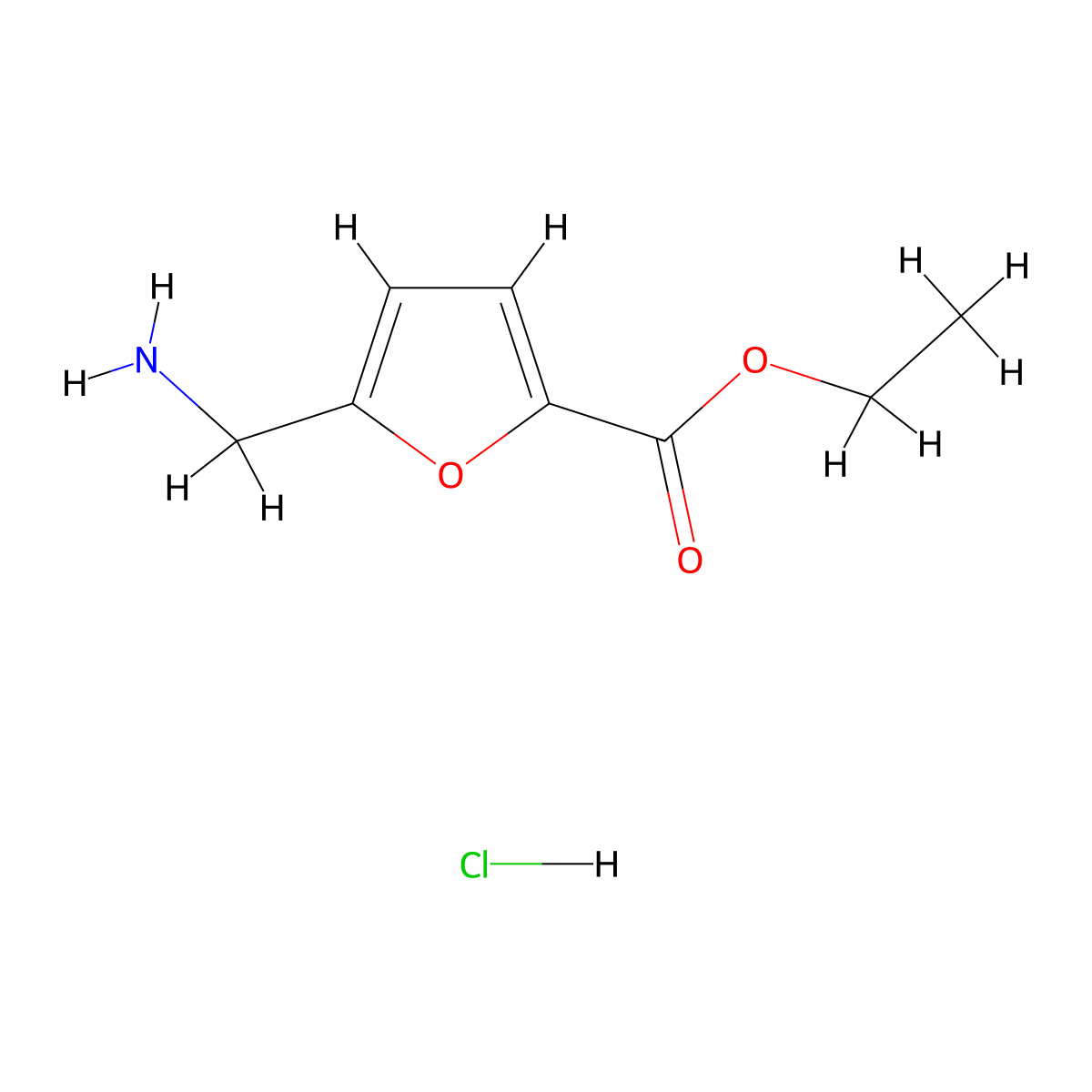 Ethyl 5-(aminomethyl)furan-2-carboxylate hydrochloride molecular structure, CAS 1030012-30-6