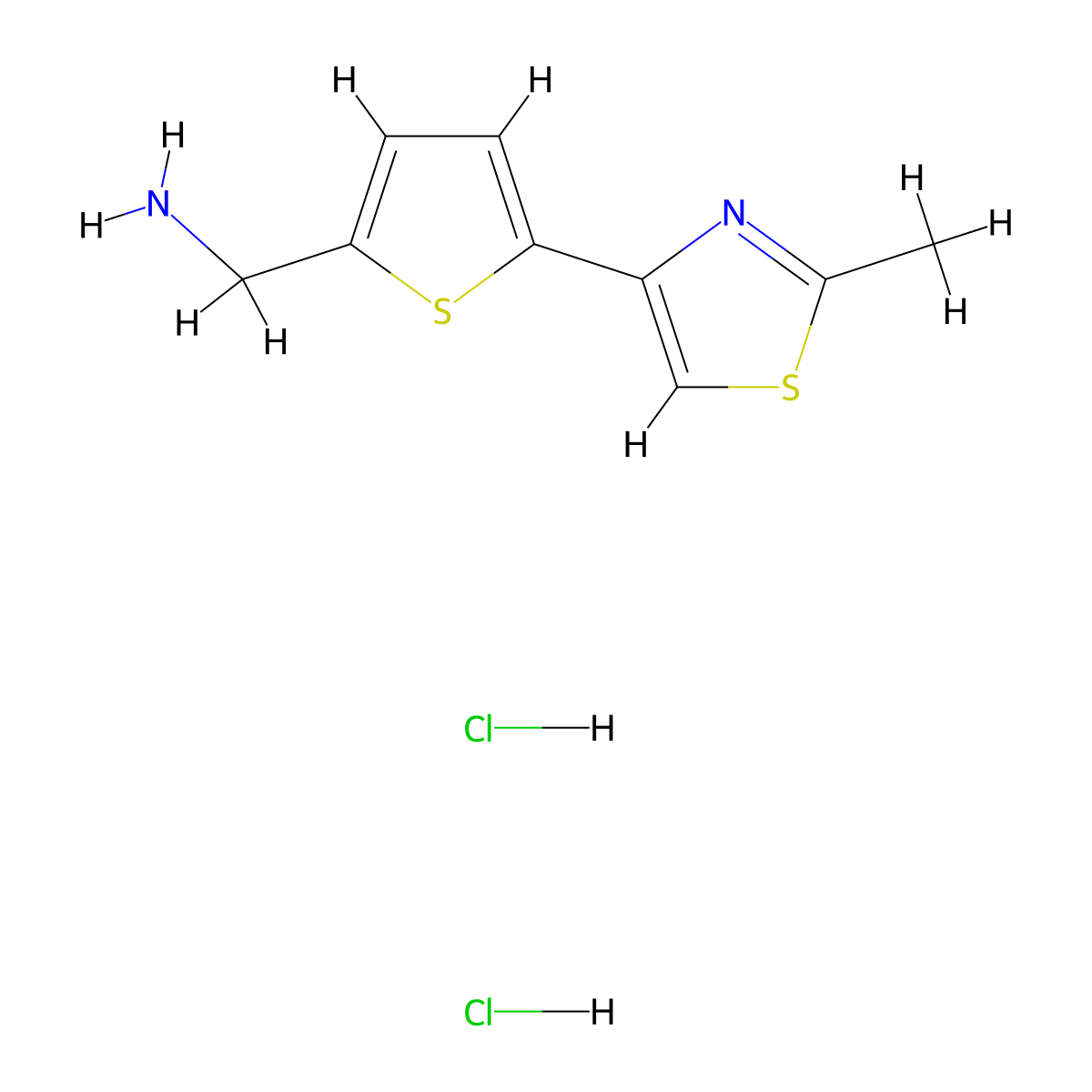 (5-(2-Methylthiazol-4-yl)thiophen-2-yl)methanamine dihydrochloride molecular structure, CAS 1030012-47-5