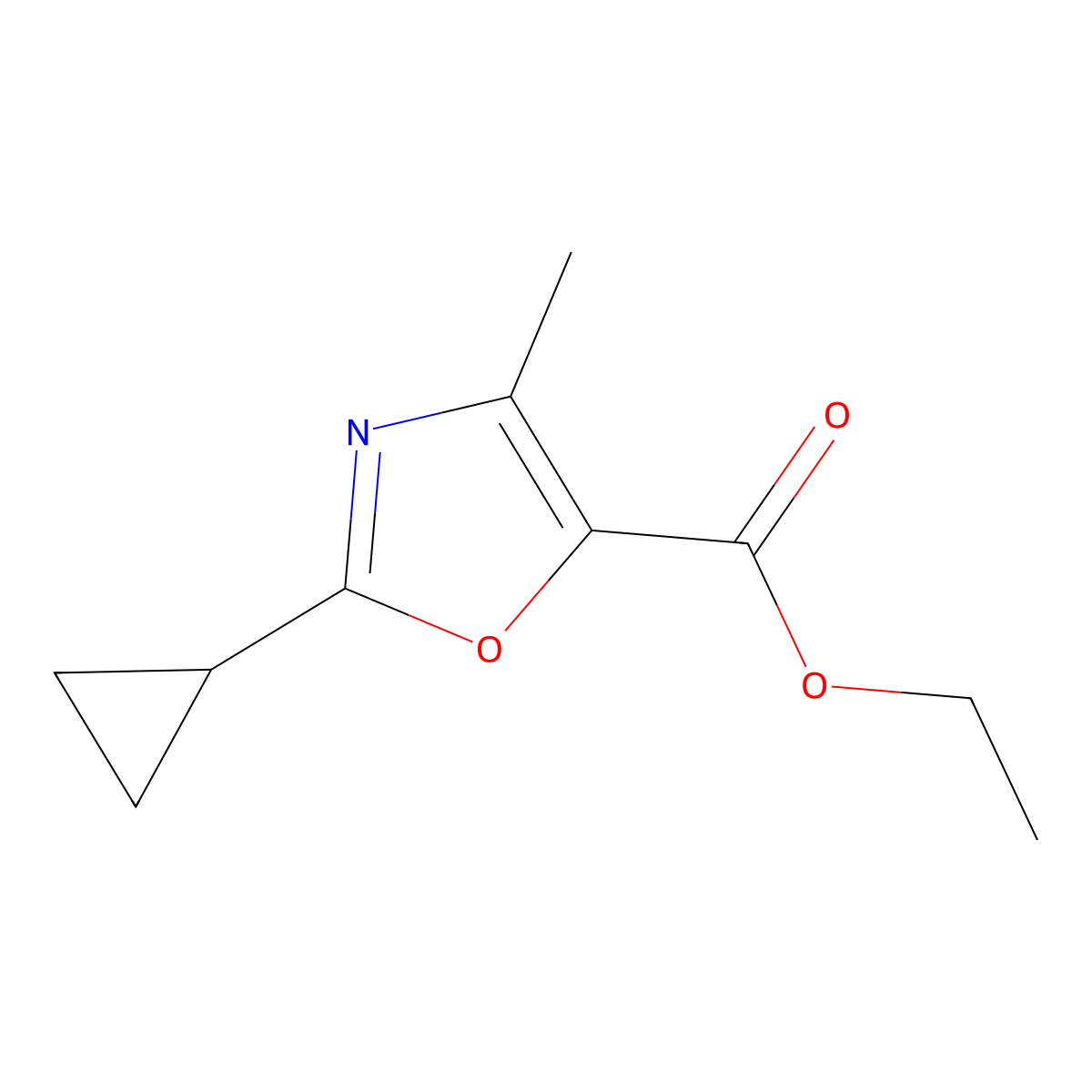 Ethyl 2-cyclopropyl-4-methyl-1,3-oxazole-5-carboxylate molecular structure, CAS 1030014-04-0