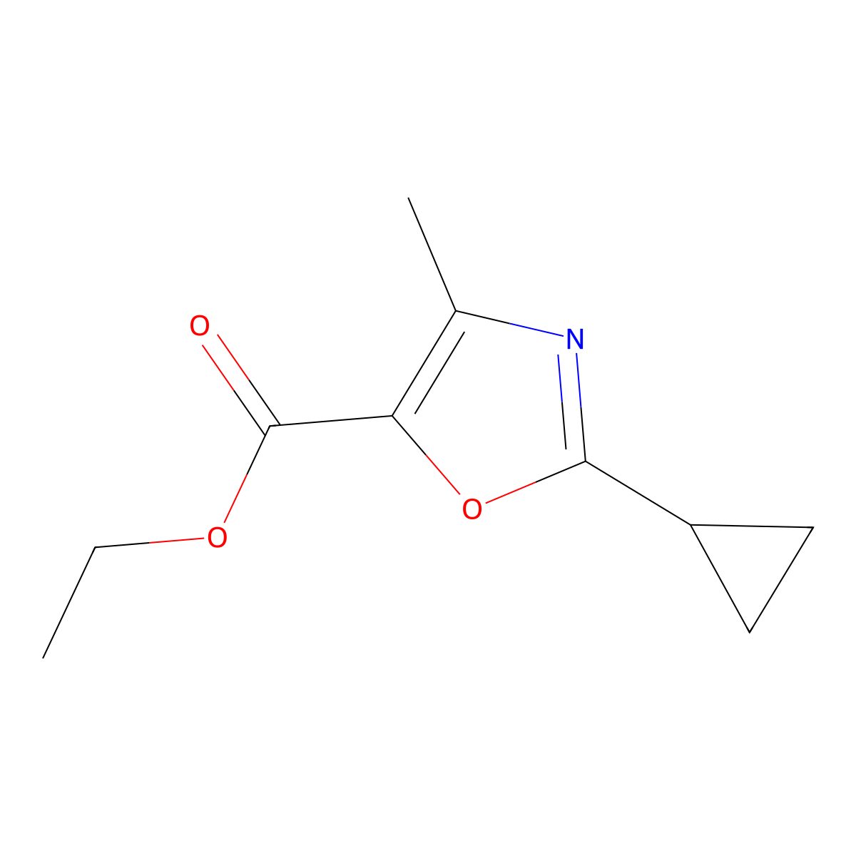 Ethyl 2-cyclopropyl-4-methyl-1,3-oxazole-5-carboxylate molecular structure, CAS 1030014-04-0