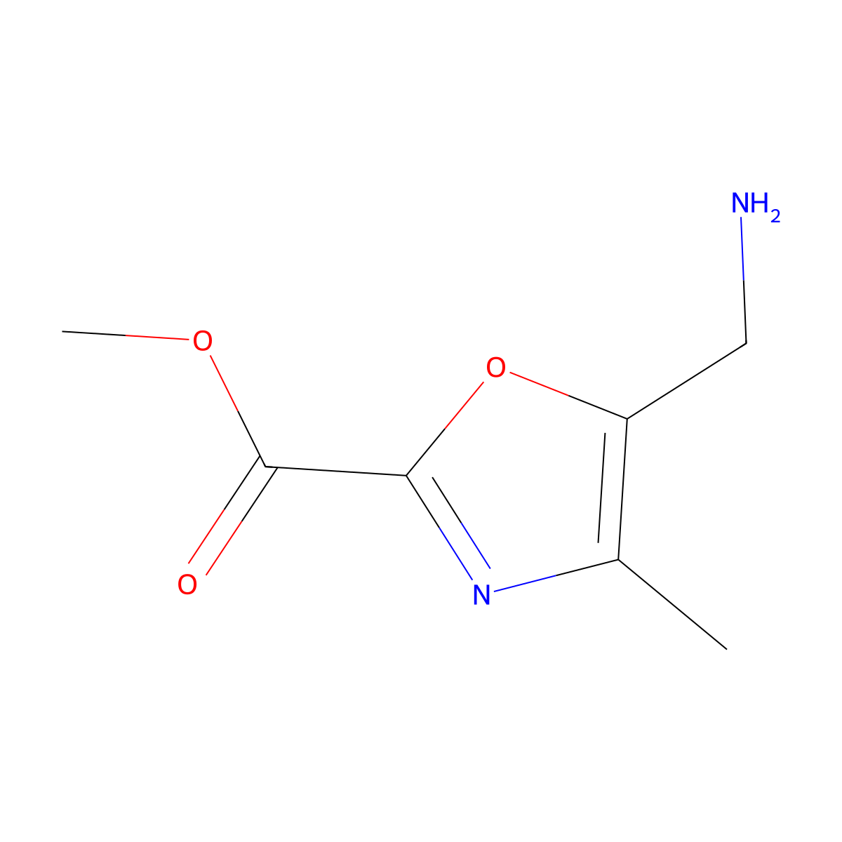 Methyl 5-(aminomethyl)-4-methyl-1,3-oxazole-2-carboxylate molecular structure, CAS 1030014-66-4
