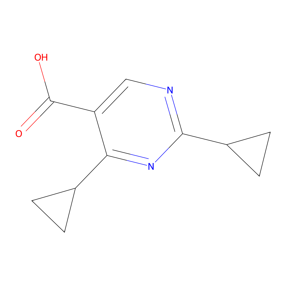 2,4-Dicyclopropylpyrimidine-5-carboxylic acid molecular structure, CAS 1030015-20-3