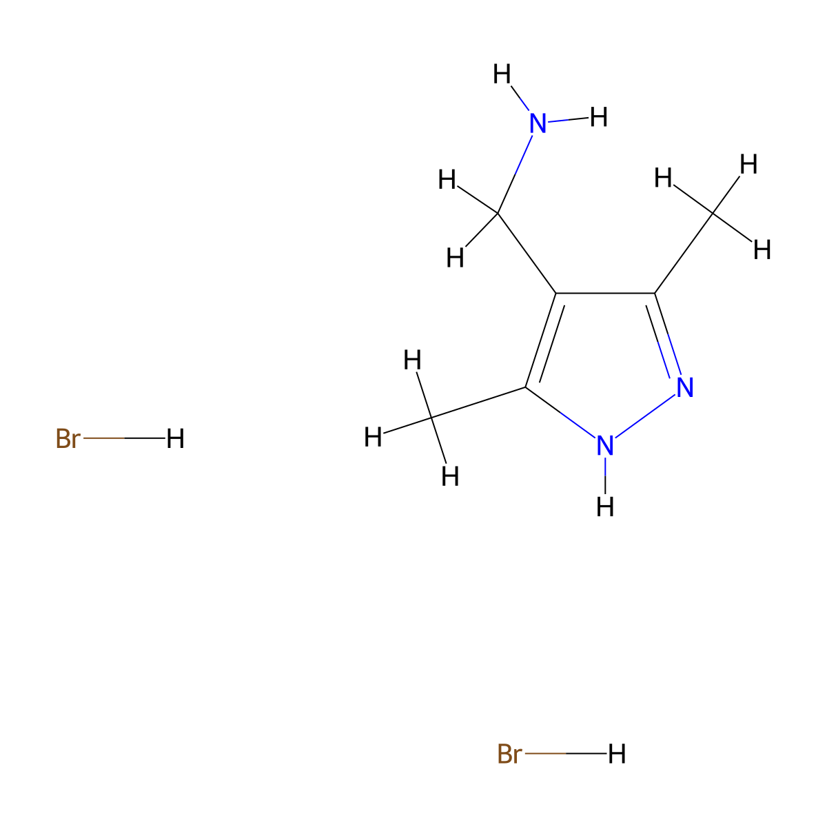 (3,5-dimethyl-1H-pyrazol-4-yl)methanamine dihydrobromide molecular structure, CAS 1030020-36-0