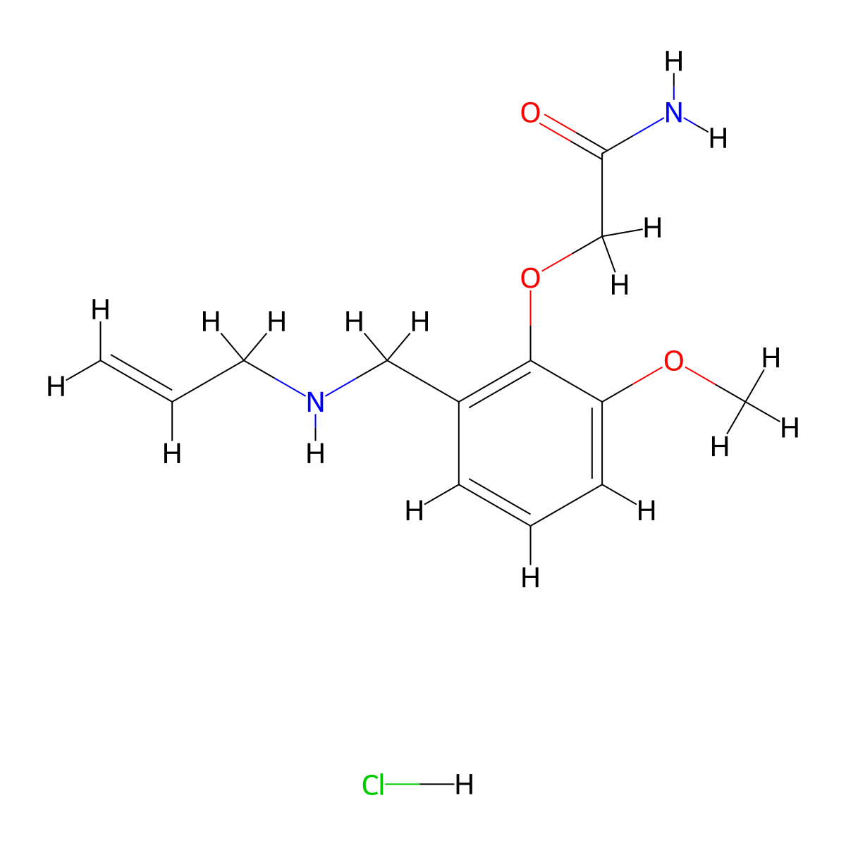 2-[2-Methoxy-6-[(prop-2-enylamino)methyl]phenoxy]acetamide;hydrochloride molecular structure, CAS 1030020-90-6