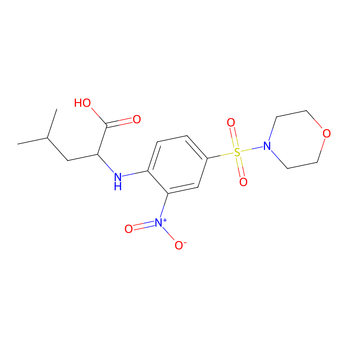N-[4-(morpholin-4-ylsulfonyl)-2-nitrophenyl]leucine molecular structure, CAS 1030021-54-5