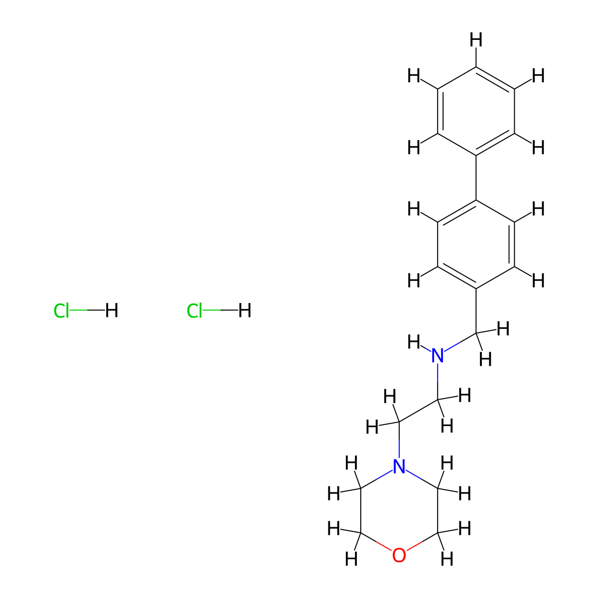 N-([1,1'-biphenyl]-4-ylmethyl)-2-morpholinoethanamine dihydrochloride molecular structure, CAS 1030022-93-5