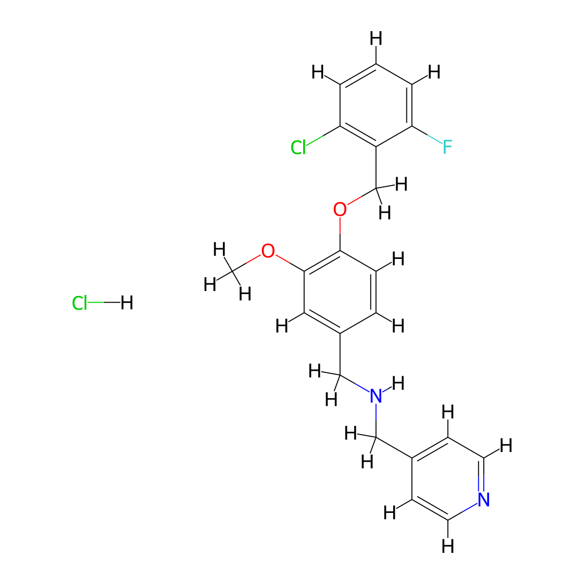N-[[4-[(2-chloro-6-fluorophenyl)methoxy]-3-methoxyphenyl]methyl]-1-pyridin-4-ylmethanamine;hydrochloride molecular structure, CAS 1030023-87-0