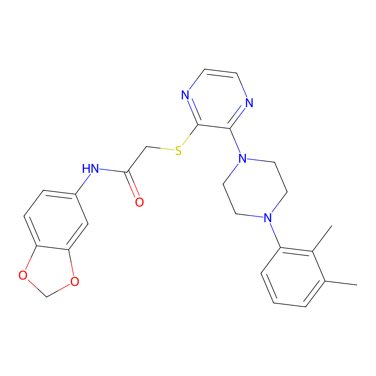 N-(2H-1,3-benzodioxol-5-yl)-2-({3-[4-(2,3-dimethylphenyl)piperazin-1-yl]pyrazin-2-yl}sulfanyl)acetamide molecular structure, CAS 1030087-38-7
