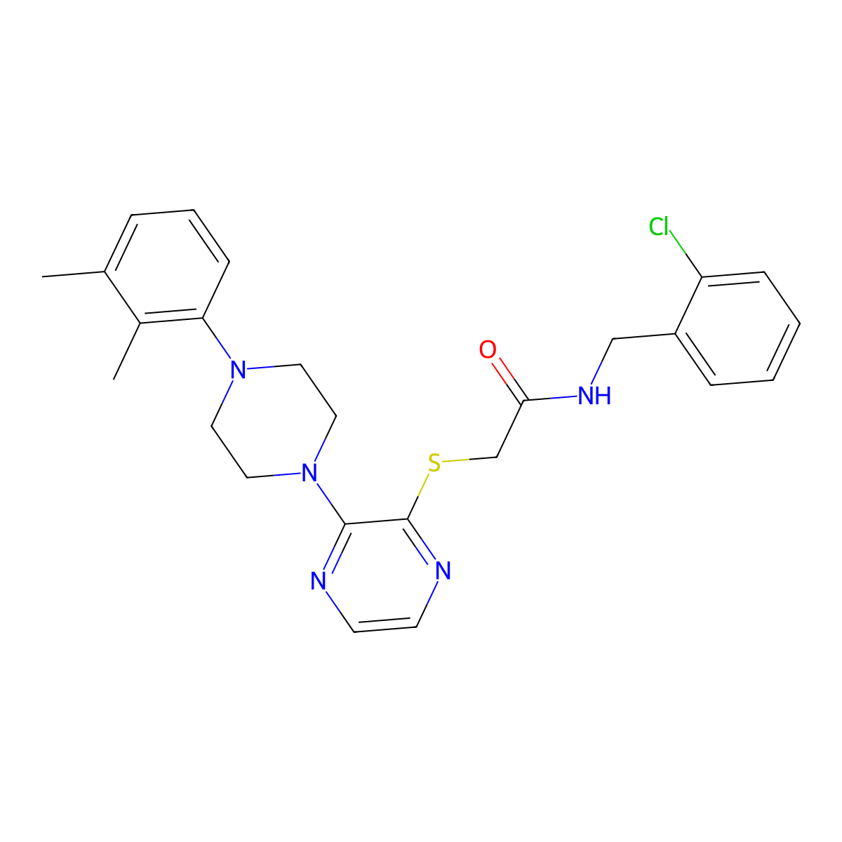 N-[(2-chlorophenyl)methyl]-2-({3-[4-(2,3-dimethylphenyl)piperazin-1-yl]pyrazin-2-yl}sulfanyl)acetamide molecular structure, CAS 1030087-52-5