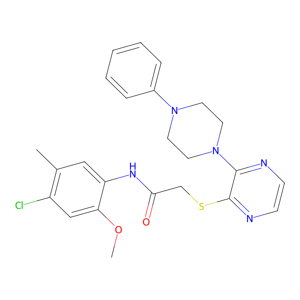 N-(4-chloro-2-methoxy-5-methylphenyl)-2-{[3-(4-phenylpiperazin-1-yl)pyrazin-2-yl]sulfanyl}acetamide molecular structure, CAS 1030087-70-7