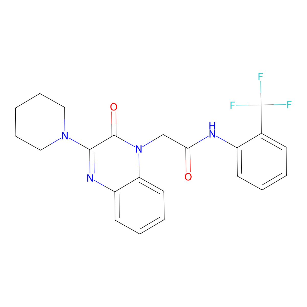 2-(2-oxo-3-(piperidin-1-yl)quinoxalin-1(2H)-yl)-N-(2-(trifluoromethyl)phenyl)acetamide molecular structure, CAS 1030088-86-8