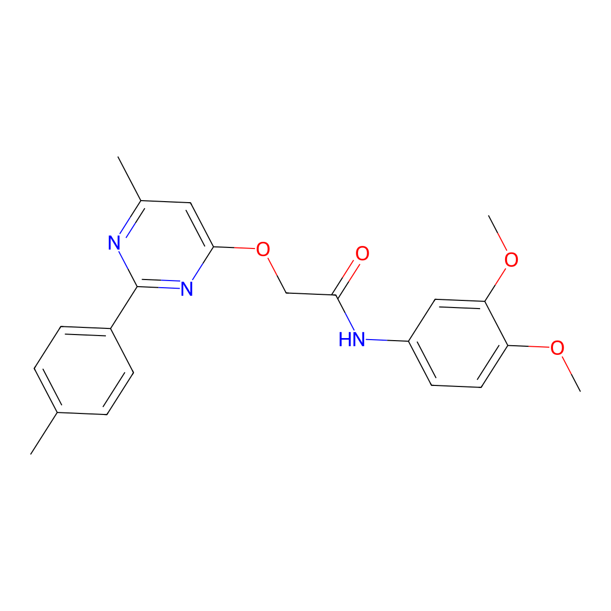N-(3,4-dimethoxyphenyl)-2-{[6-methyl-2-(4-methylphenyl)pyrimidin-4-yl]oxy}acetamide molecular structure, CAS 1030090-74-4
