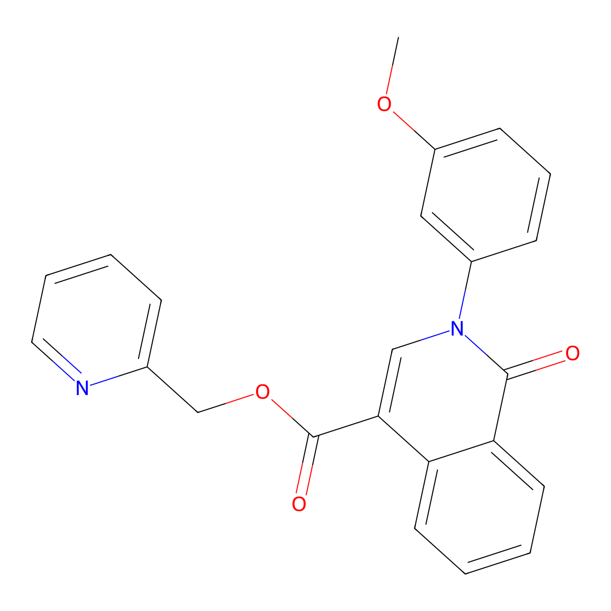Pyridin-2-ylmethyl 2-(3-methoxyphenyl)-1-oxo-1,2-dihydroisoquinoline-4-carboxylate molecular structure, CAS 1030095-94-3
