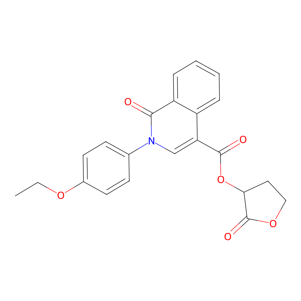 2-Oxotetrahydrofuran-3-yl 2-(4-ethoxyphenyl)-1-oxo-1,2-dihydroisoquinoline-4-carboxylate molecular structure, CAS 1030096-17-3