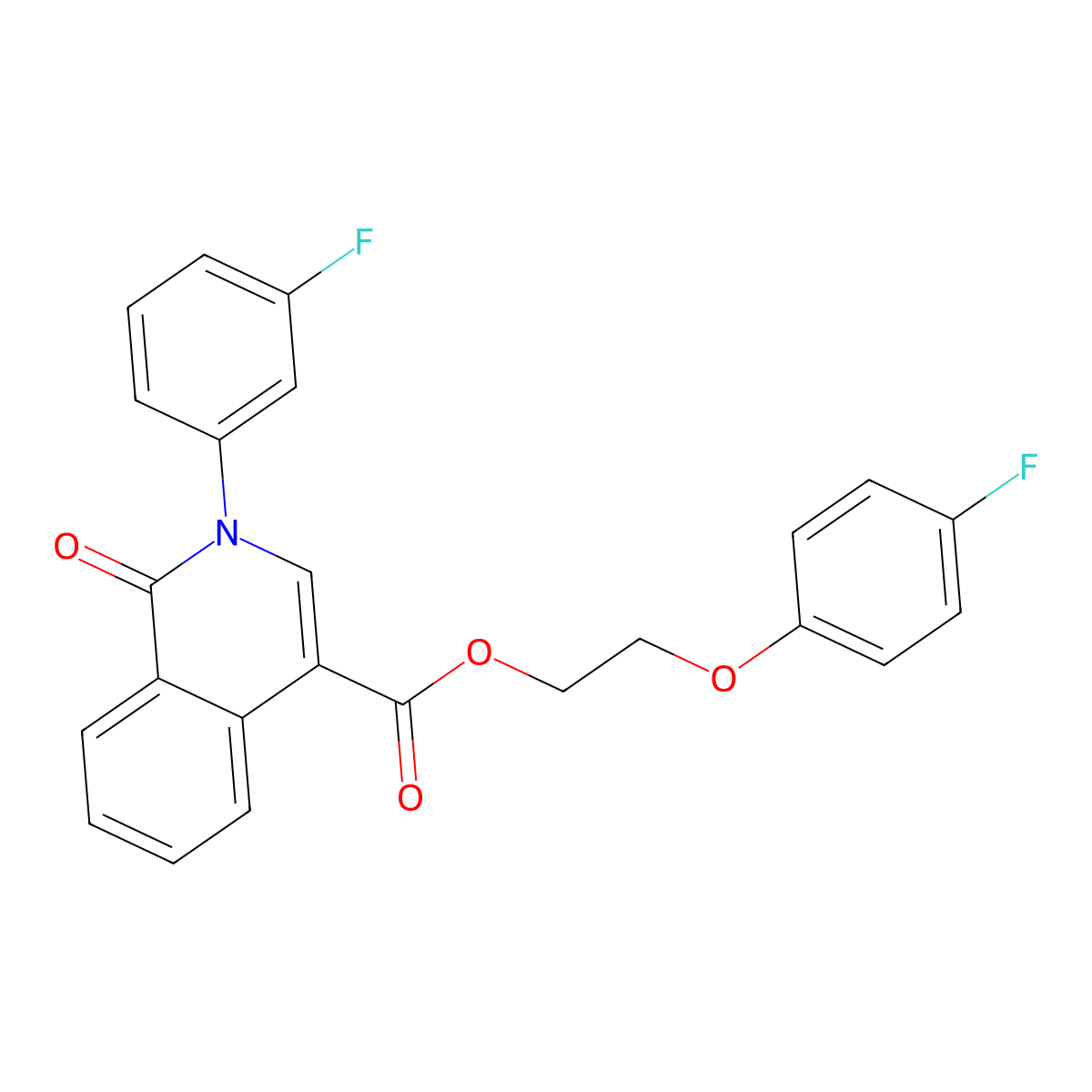 2-(4-Fluorophenoxy)ethyl 2-(3-fluorophenyl)-1-oxo-1,2-dihydroisoquinoline-4-carboxylate molecular structure, CAS 1030096-25-3