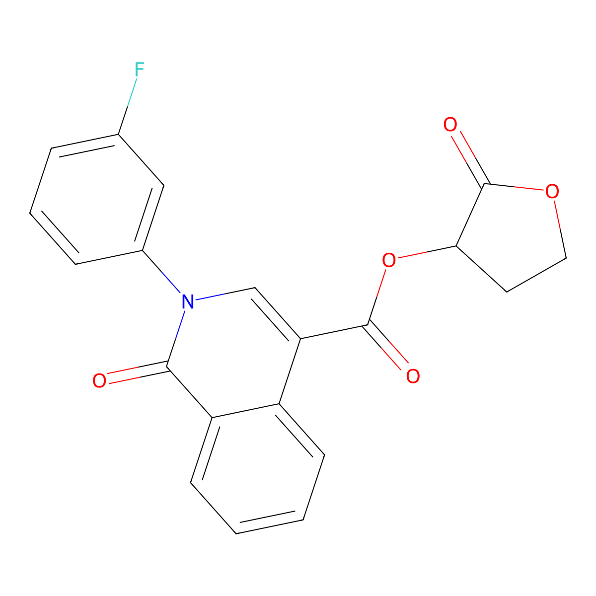 2-Oxotetrahydrofuran-3-yl 2-(3-fluorophenyl)-1-oxo-1,2-dihydroisoquinoline-4-carboxylate molecular structure, CAS 1030096-29-7