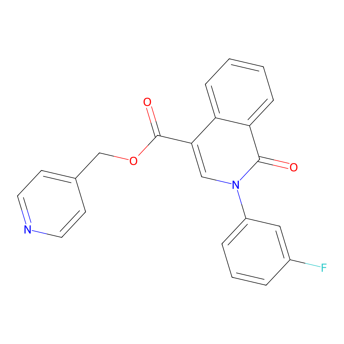 Pyridin-4-ylmethyl 2-(3-fluorophenyl)-1-oxo-1,2-dihydroisoquinoline-4-carboxylate molecular structure, CAS 1030096-33-3