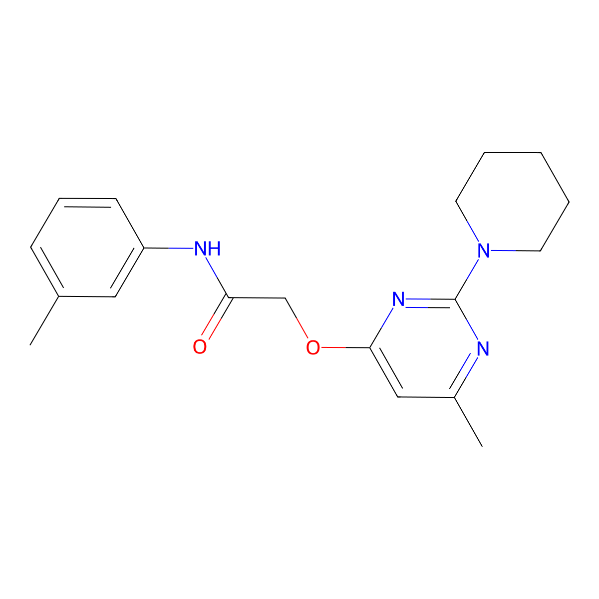 2-{[6-Methyl-2-(piperidin-1-YL)pyrimidin-4-YL]oxy}-N-(3-methylphenyl)acetamide molecular structure, CAS 1030096-49-1