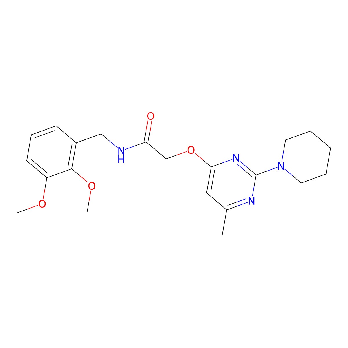 N-(2,3-dimethoxybenzyl)-2-((6-methyl-2-(piperidin-1-yl)pyrimidin-4-yl)oxy)acetamide molecular structure, CAS 1030096-85-5