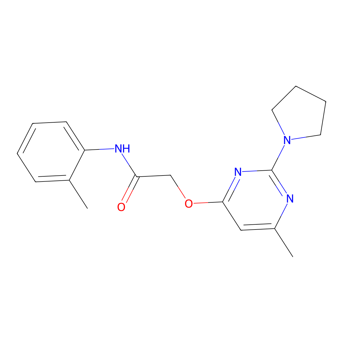 2-{[6-Methyl-2-(pyrrolidin-1-YL)pyrimidin-4-YL]oxy}-N-(2-methylphenyl)acetamide molecular structure, CAS 1030096-89-9