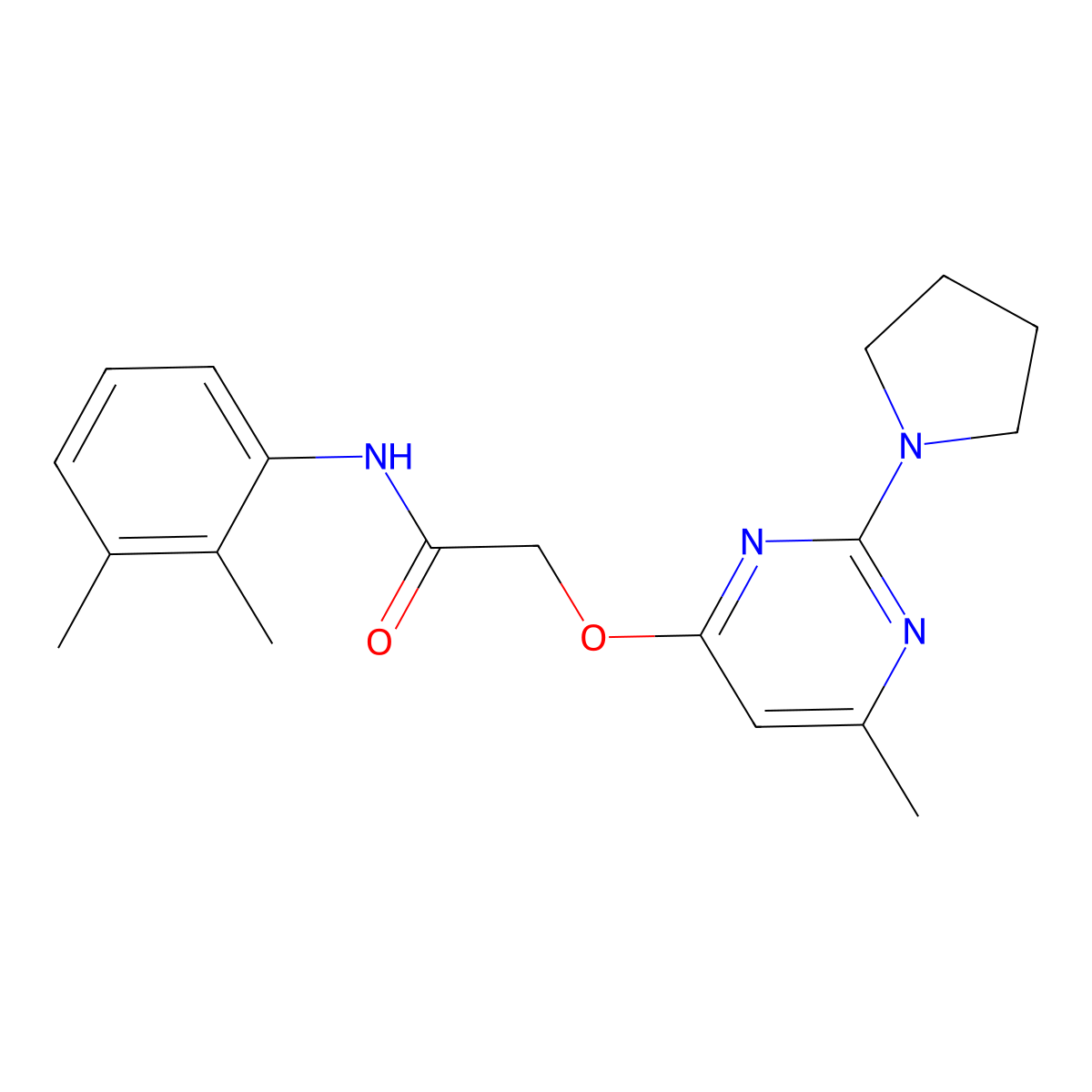 N-(2,3-dimethylphenyl)-2-{[6-methyl-2-(pyrrolidin-1-yl)pyrimidin-4-yl]oxy}acetamide molecular structure, CAS 1030096-93-5