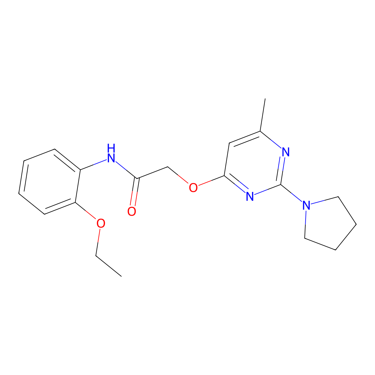 N-(2-ethoxyphenyl)-2-{[6-methyl-2-(pyrrolidin-1-yl)pyrimidin-4-yl]oxy}acetamide molecular structure, CAS 1030097-22-3