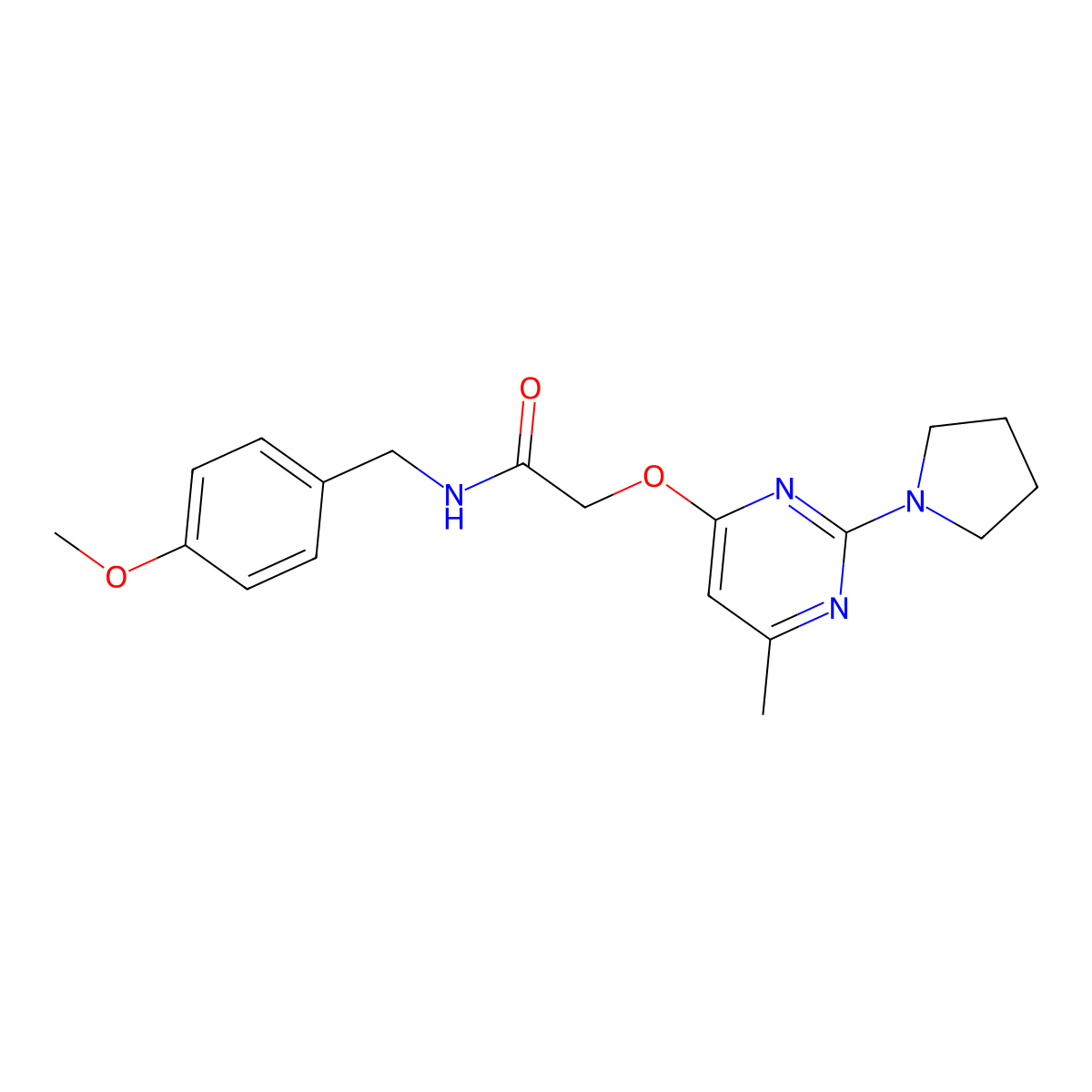 N-(4-methoxybenzyl)-2-((6-methyl-2-(pyrrolidin-1-yl)pyrimidin-4-yl)oxy)acetamide molecular structure, CAS 1030097-62-1