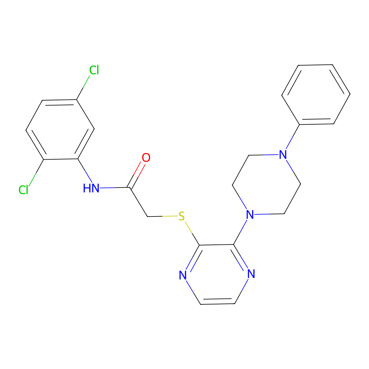 N-(2,5-dichlorophenyl)-2-{[3-(4-phenylpiperazin-1-yl)pyrazin-2-yl]sulfanyl}acetamide molecular structure, CAS 1030100-04-9