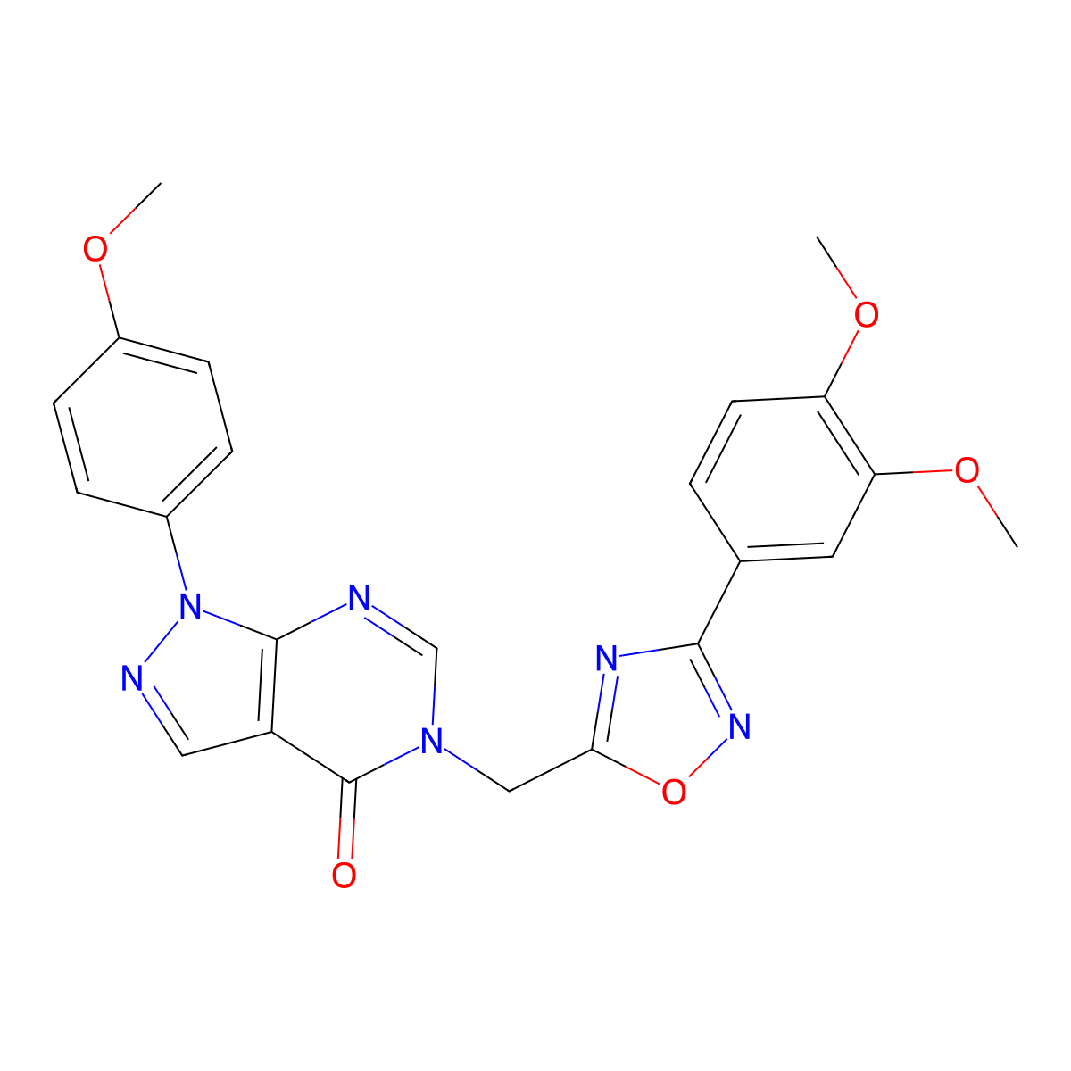 5-{[3-(3,4-dimethoxyphenyl)-1,2,4-oxadiazol-5-yl]methyl}-1-(4-methoxyphenyl)-1H,4H,5H-pyrazolo[3,4-d]pyrimidin-4-one molecular structure, CAS 1030100-40-3