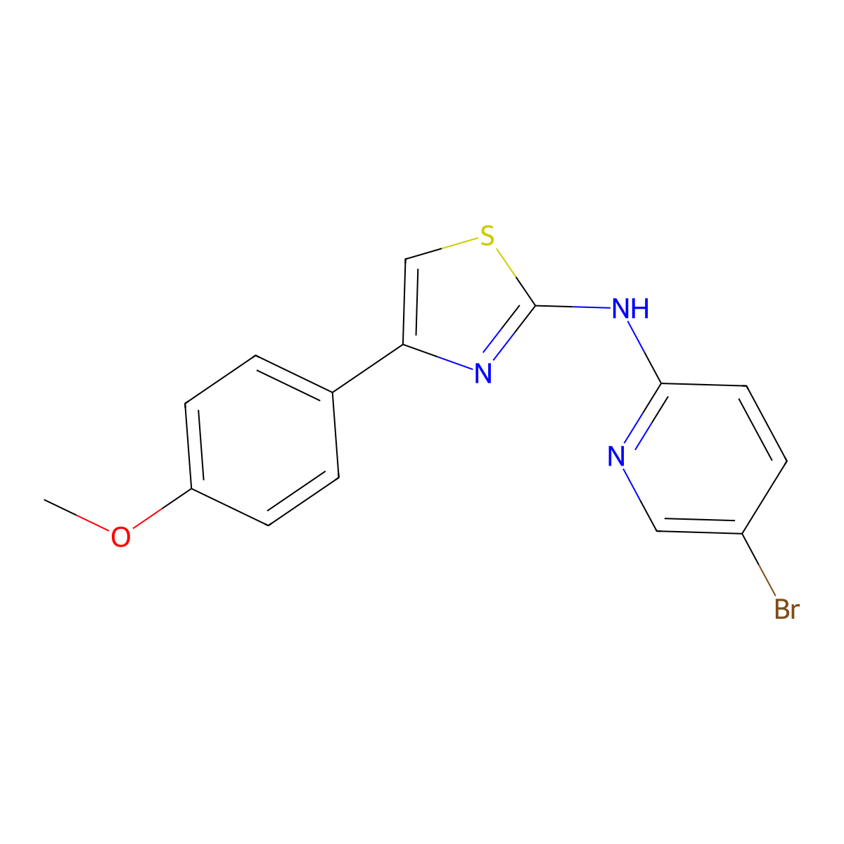 N-(5-bromopyridin-2-yl)-4-(4-methoxyphenyl)thiazol-2-amine molecular structure, CAS 1030101-05-3