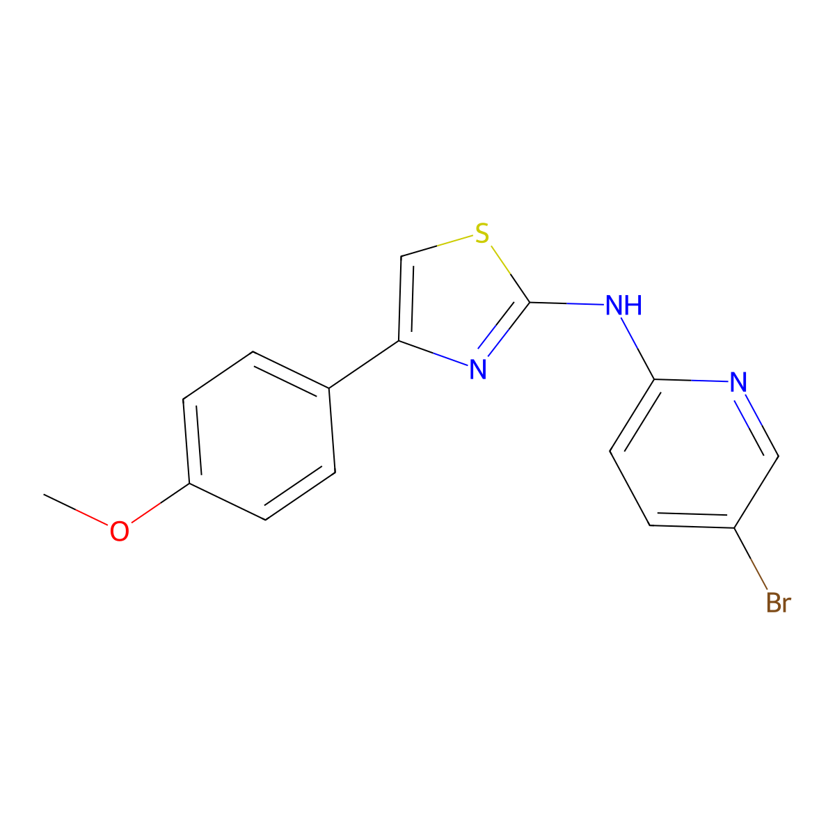 N-(5-bromopyridin-2-yl)-4-(4-methoxyphenyl)thiazol-2-amine molecular structure, CAS 1030101-05-3