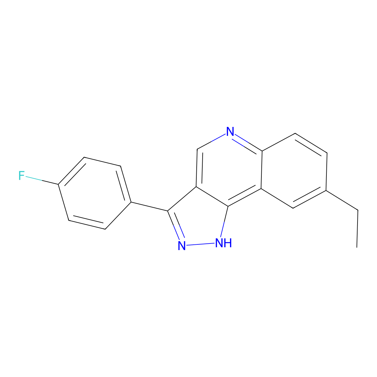 8-ethyl-3-(4-fluorophenyl)-1H-pyrazolo[4,3-c]quinoline molecular structure, CAS 1030102-56-7