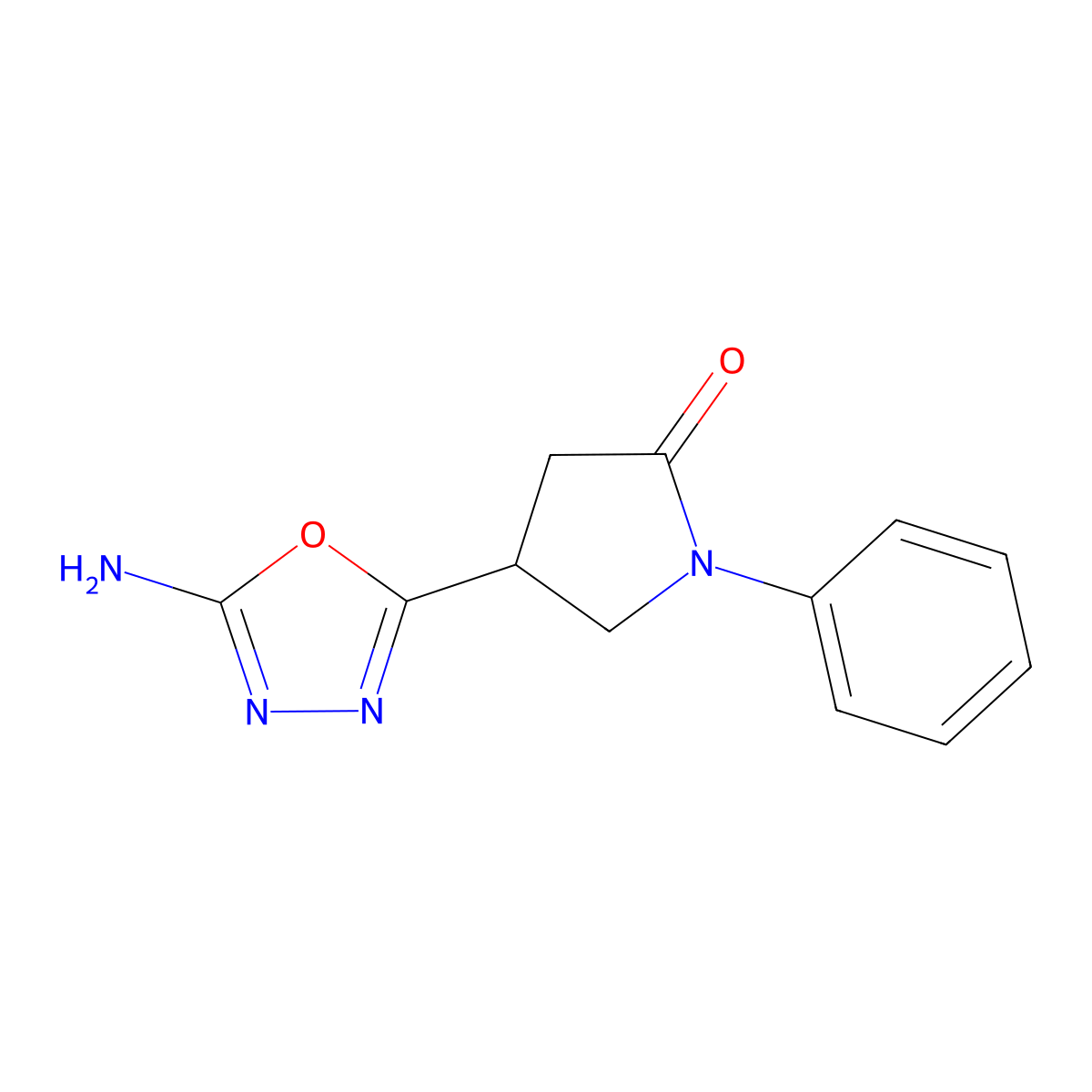 4-(5-Amino-1,3,4-oxadiazol-2-yl)-1-phenylpyrrolidin-2-one molecular structure, CAS 1030103-68-4