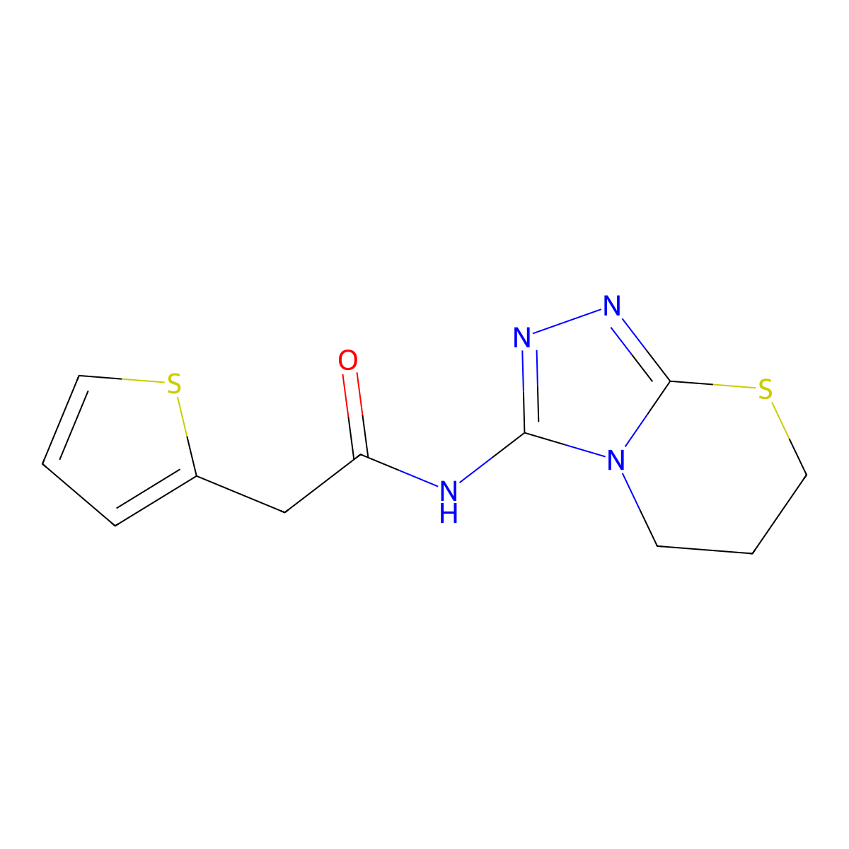 N-(6,7-dihydro-5H-[1,2,4]triazolo[3,4-b][1,3]thiazin-3-yl)-2-(thiophen-2-yl)acetamide molecular structure, CAS 1030105-23-7