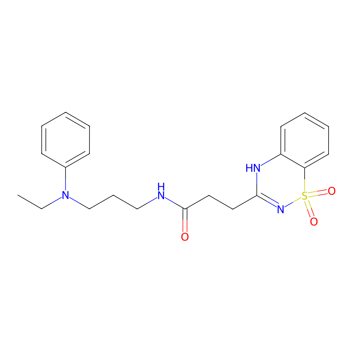 3-(1,1-dioxido-2H-1,2,4-benzothiadiazin-3-yl)-N-{3-[ethyl(phenyl)amino]propyl}propanamide molecular structure, CAS 1030105-99-7