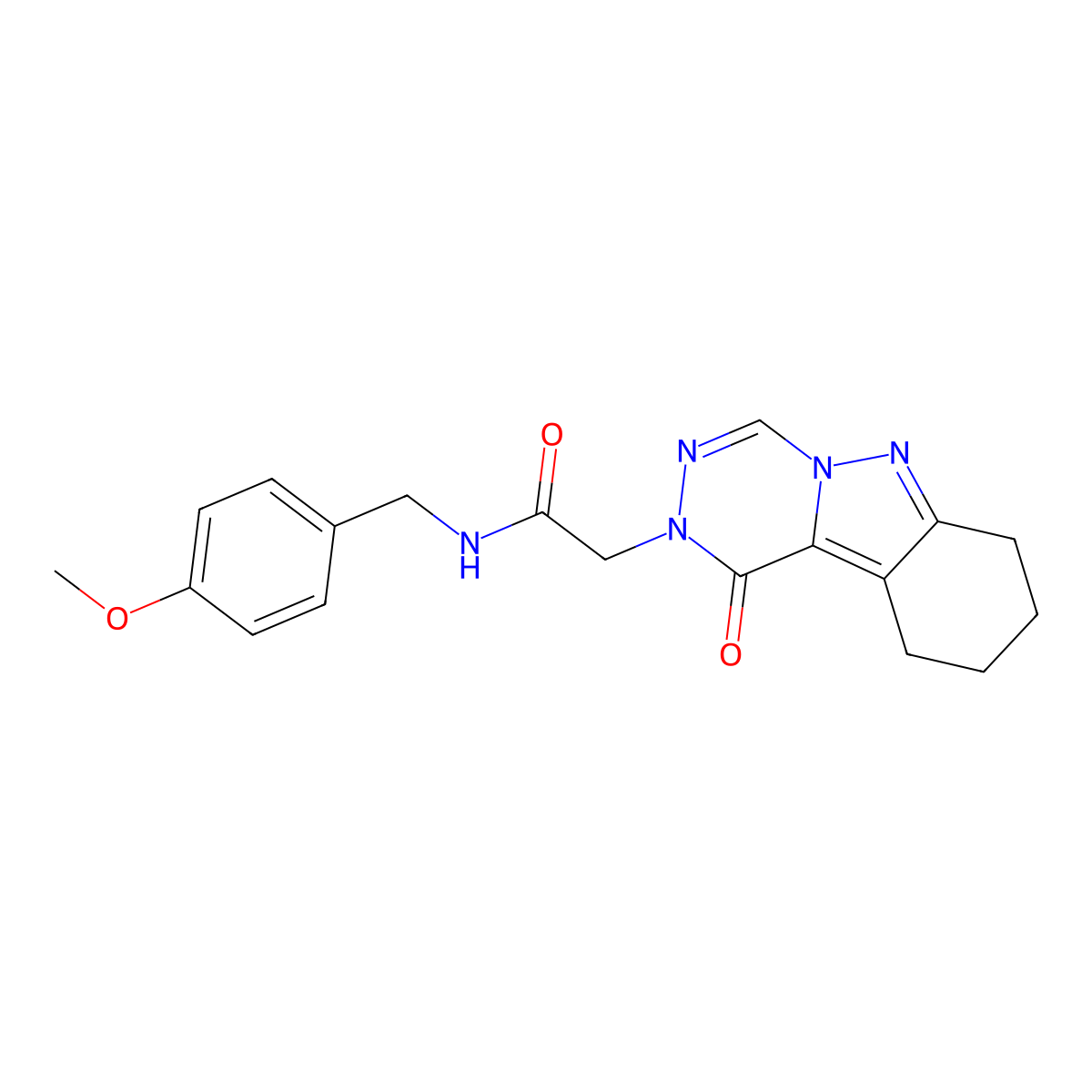 N-[(4-methoxyphenyl)methyl]-2-{1-oxo-1H,2H,7H,8H,9H,10H-[1,2,4]triazino[4,5-b]indazol-2-yl}acetamide molecular structure, CAS 1030108-80-5