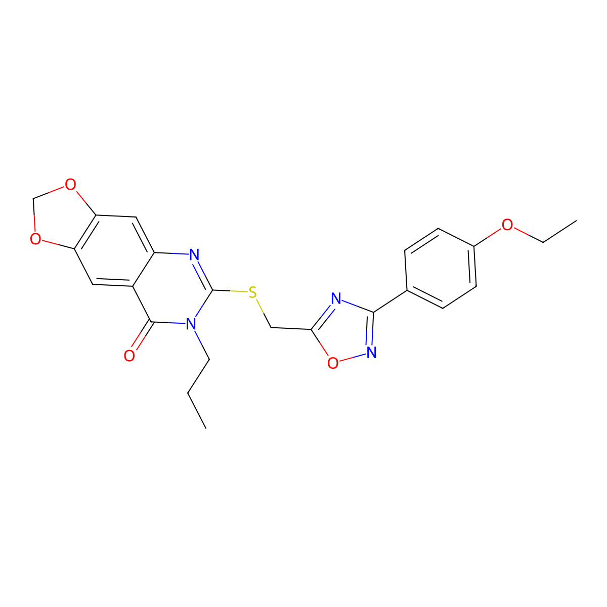 6-({[3-(4-ethoxyphenyl)-1,2,4-oxadiazol-5-yl]methyl}sulfanyl)-7-propyl-2H,7H,8H-[1,3]dioxolo[4,5-g]quinazolin-8-one molecular structure, CAS 1030110-19-0