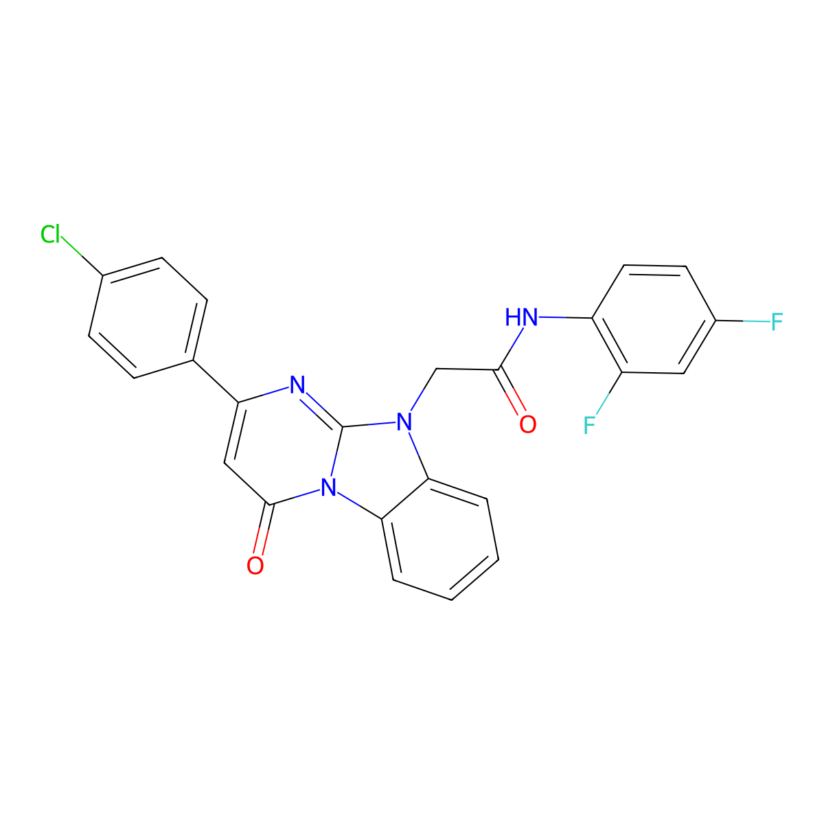 2-[2-(4-chlorophenyl)-4-oxopyrimido[1,2-a]benzimidazol-10(4H)-yl]-N-(2,4-difluorophenyl)acetamide molecular structure, CAS 1030113-64-4