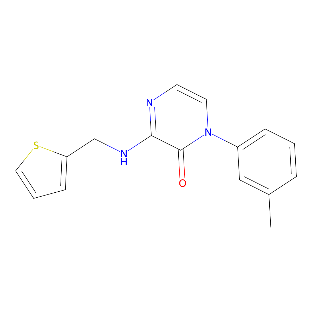 1-(3-Methylphenyl)-3-{[(thiophen-2-yl)methyl]amino}-1,2-dihydropyrazin-2-one molecular structure, CAS 1030117-06-6