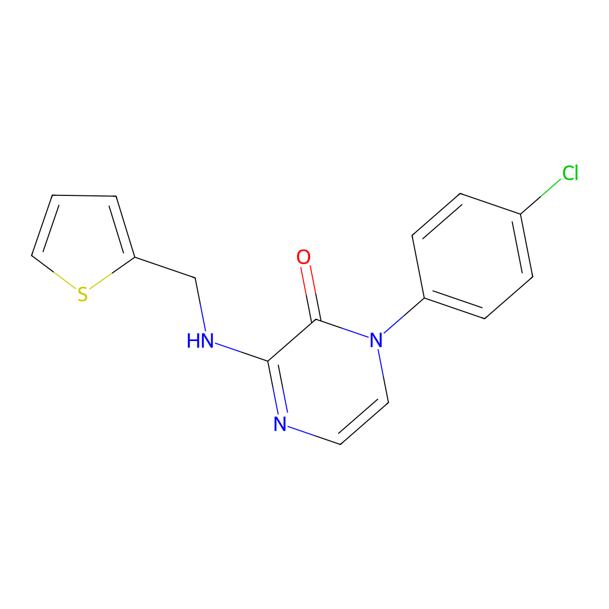 1-(4-Chlorophenyl)-3-{[(thiophen-2-yl)methyl]amino}-1,2-dihydropyrazin-2-one molecular structure, CAS 1030117-40-8