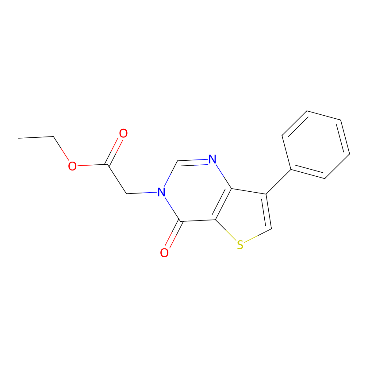 ethyl (4-oxo-7-phenylthieno[3,2-d]pyrimidin-3(4H)-yl)acetate molecular structure, CAS 1030119-44-8