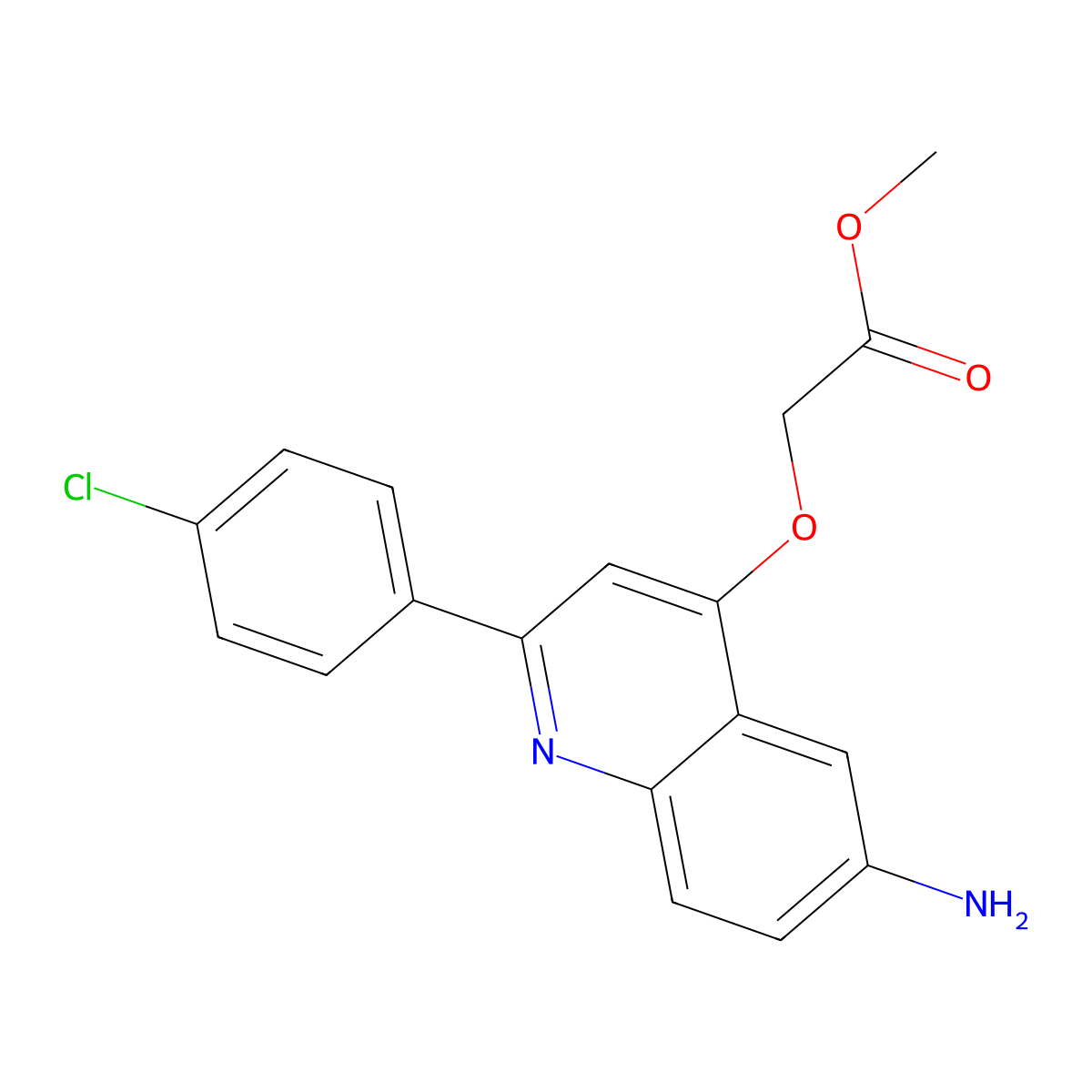 Methyl {[6-amino-2-(4-chlorophenyl)quinolin-4-yl]oxy}acetate molecular structure, CAS 1030120-78-5