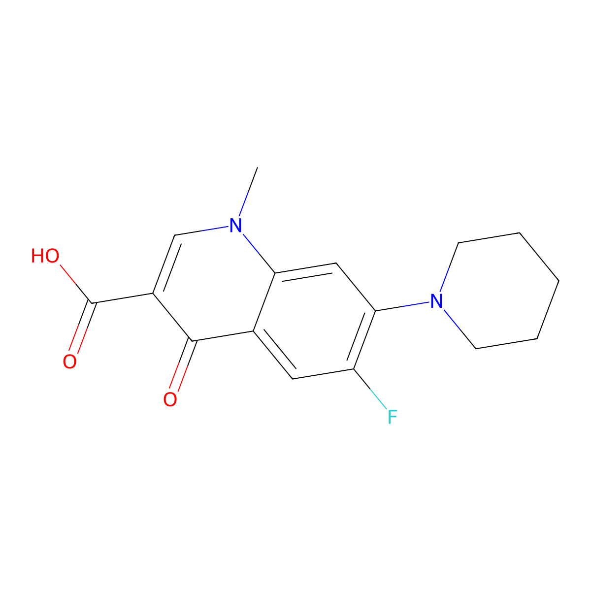 6-Fluoro-1-methyl-4-oxo-7-(piperidin-1-yl)-1,4-dihydroquinoline-3-carboxylic acid molecular structure, CAS 1030120-88-7