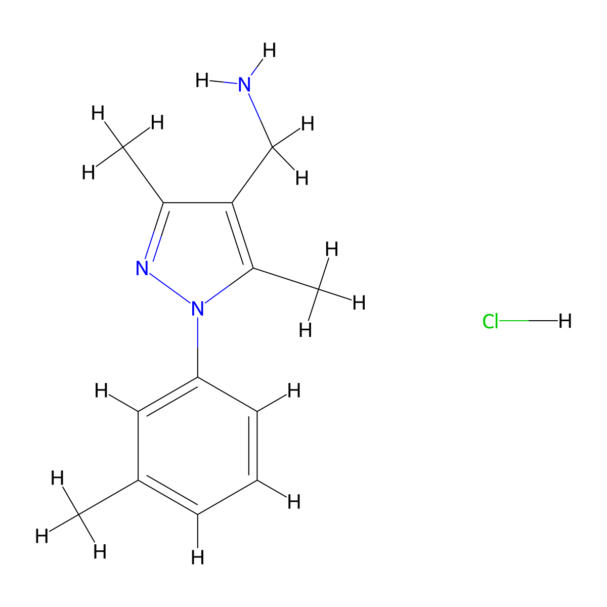 (3,5-Dimethyl-1-(m-tolyl)-1H-pyrazol-4-yl)methanamine hydrochloride molecular structure, CAS 1030122-77-0