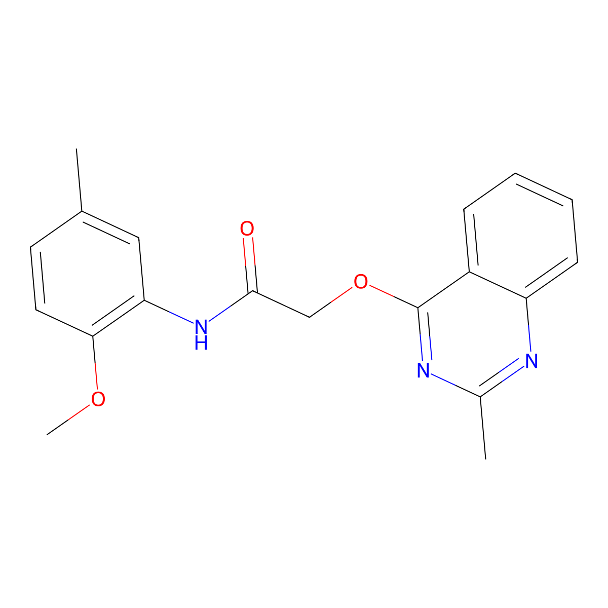 N-(2-methoxy-5-methylphenyl)-2-[(2-methylquinazolin-4-yl)oxy]acetamide molecular structure, CAS 1030125-92-8