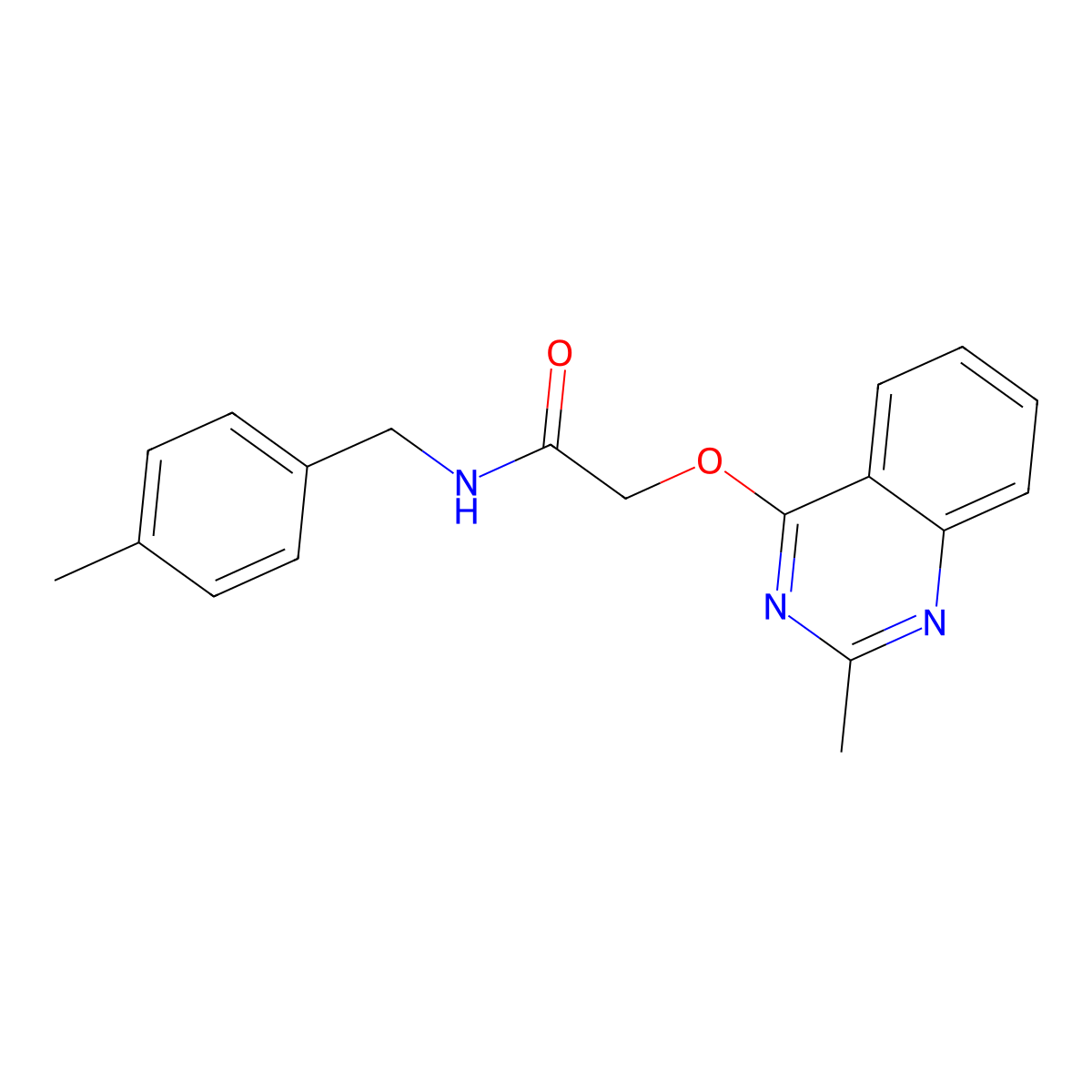 N-[(4-methylphenyl)methyl]-2-(2-methylquinazolin-4-yl)oxyacetamide molecular structure, CAS 1030125-97-3