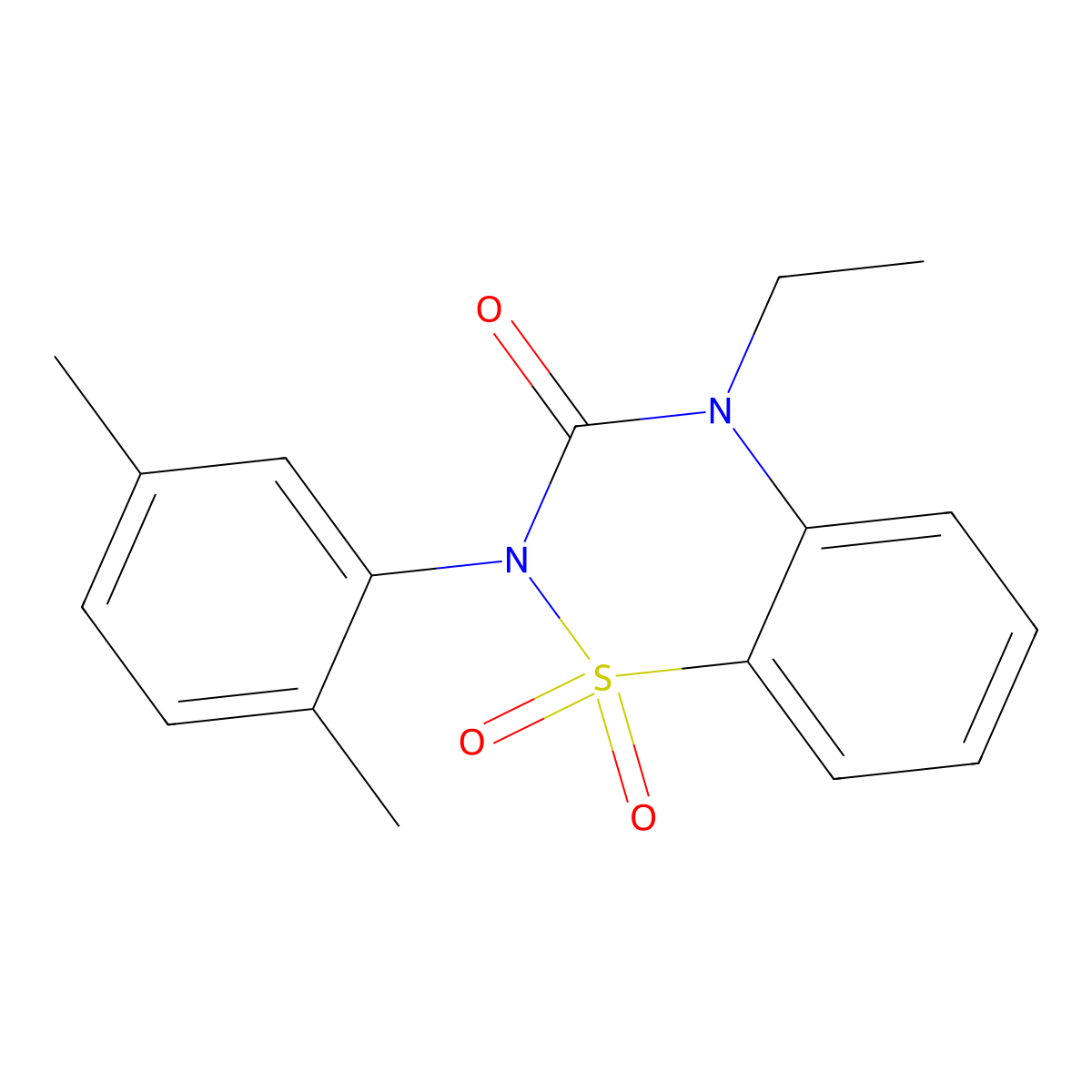 2-(2,5-dimethylphenyl)-4-ethyl-3,4-dihydro-2H-1lambda6,2,4-benzothiadiazine-1,1,3-trione molecular structure, CAS 1030131-40-8