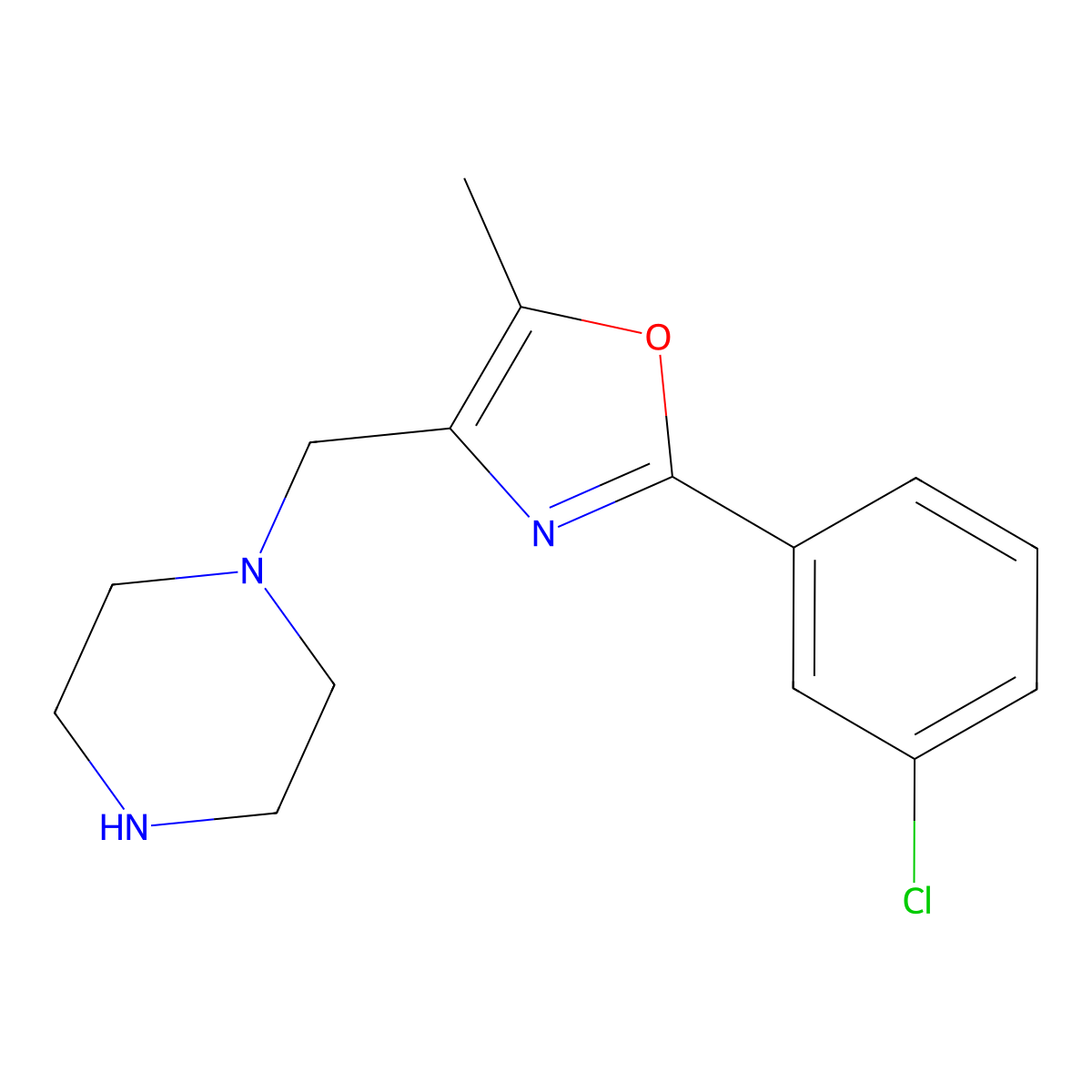2-(3-Chlorophenyl)-5-methyl-4-(piperazin-1-ylmethyl)oxazole molecular structure, CAS 1030135-90-0