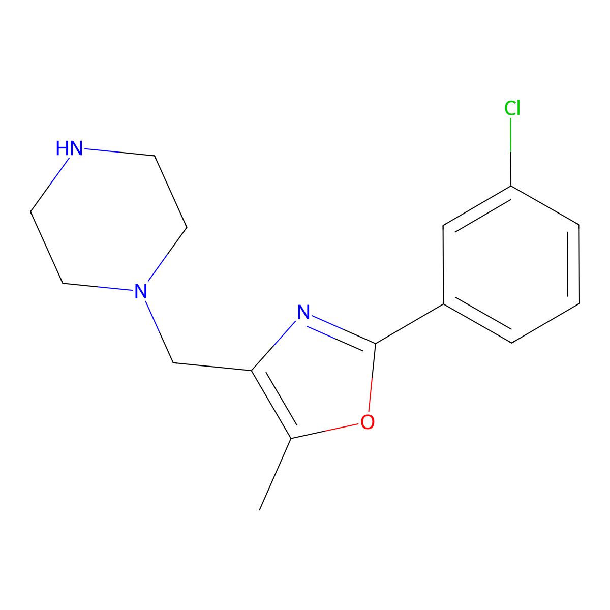 2-(3-Chlorophenyl)-5-methyl-4-(piperazin-1-ylmethyl)oxazole molecular structure, CAS 1030135-90-0